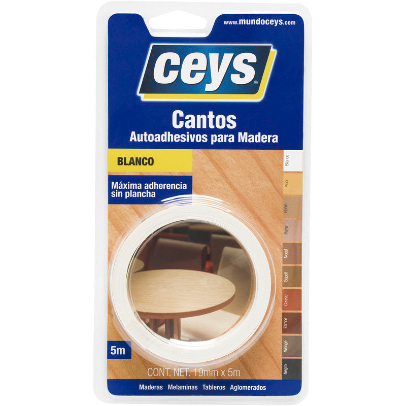 Cantos Adhesivos para Madera color Blanco 19mm x 5mts - Ceys - Unidad