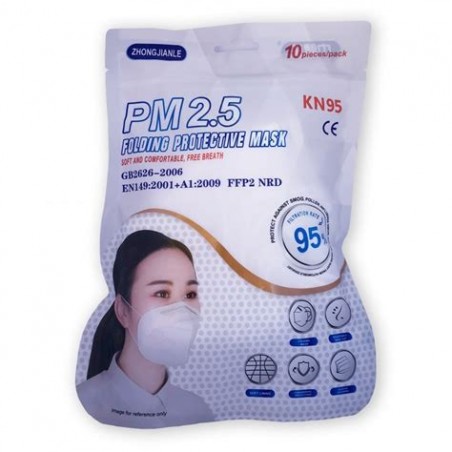 Mascarilla KN95 Sin Válvula PM 2.5 FFP2 - Zhong Jianle - 10 Unidades