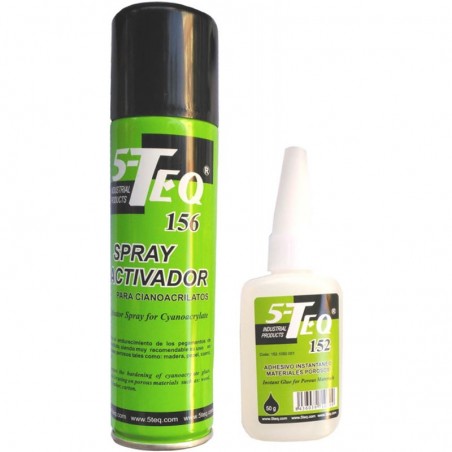 Kit Adhesivo Instantáneo Cianocrilato 50 grms. + Spray Activador 200 ml - 5Teq